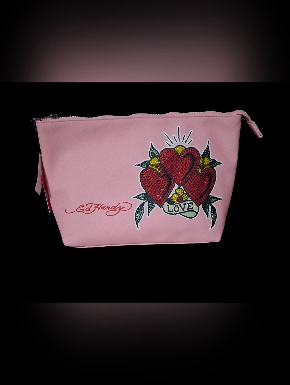 Ed Hardy Large Pink Cosmetic Bag NWT
